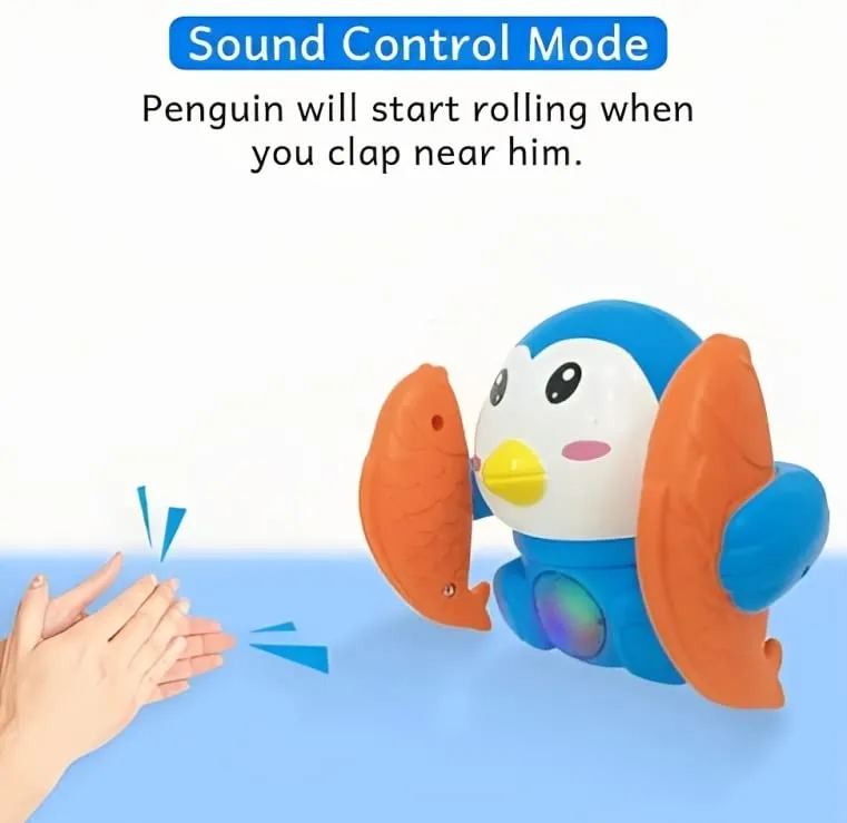 Umadiya Tumbling Penguin Crawling Musical Toys for Kids with 360°Spinning & Rolling, Music, Light, Sensor Control | Dancing Penguin Sound Baby Toys 6-12 Months Boy Girl - Multicolor
