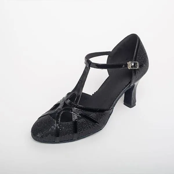 Women's Elegant Laser Sequin Cha Cha Dance Shoes 42230810S