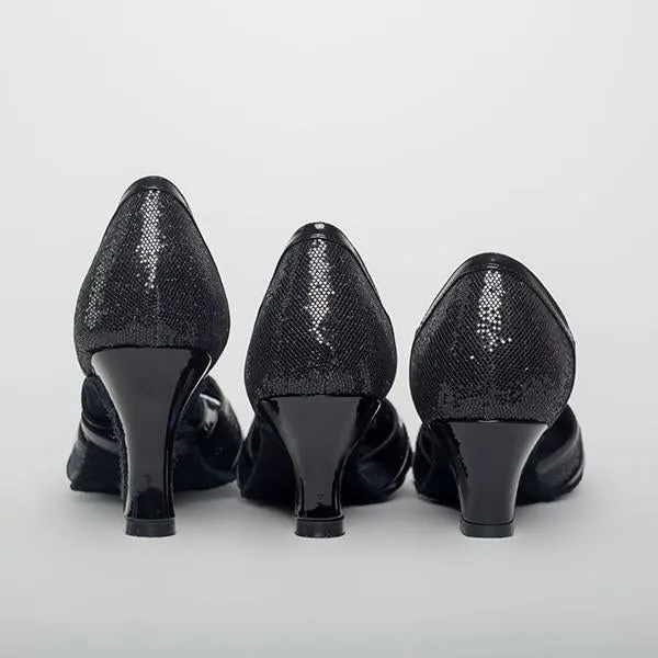 Women's Elegant Laser Sequin Cha Cha Dance Shoes 42230810S