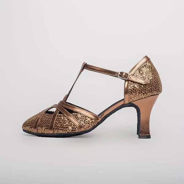 Women's Elegant Laser Sequin Cha Cha Dance Shoes 42230810S