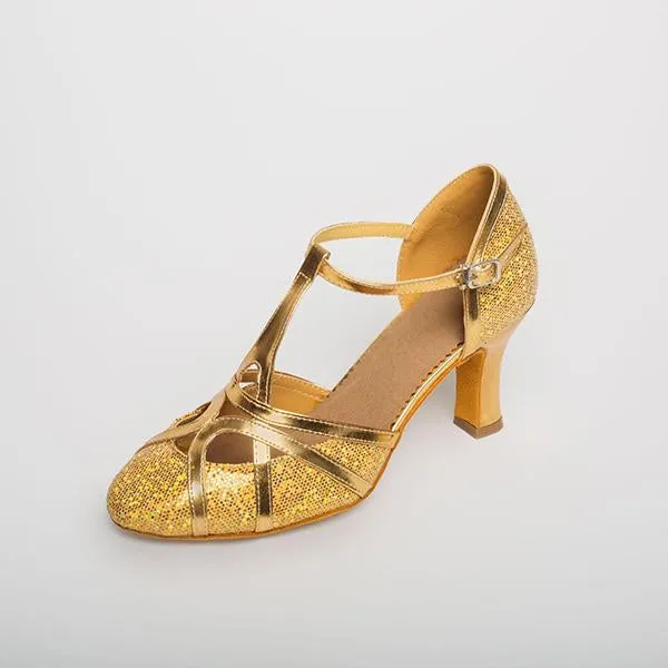 Women's Elegant Laser Sequin Cha Cha Dance Shoes 42230810S
