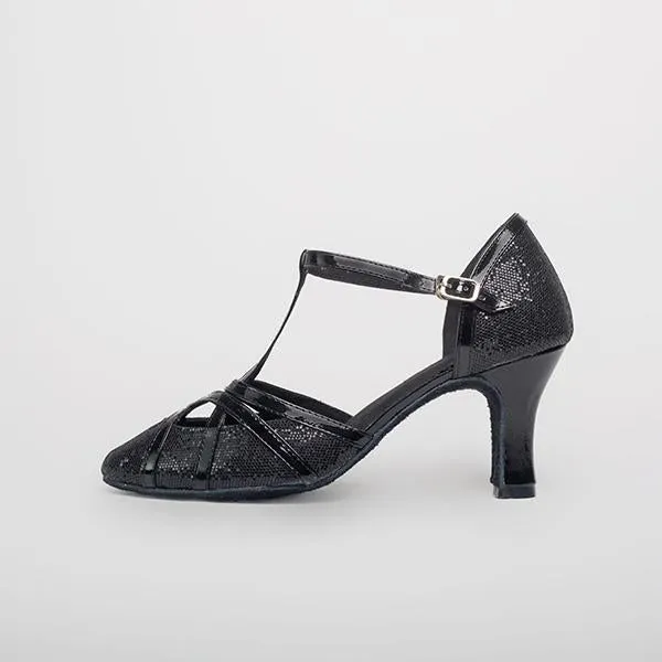 Women's Elegant Laser Sequin Cha Cha Dance Shoes 42230810S