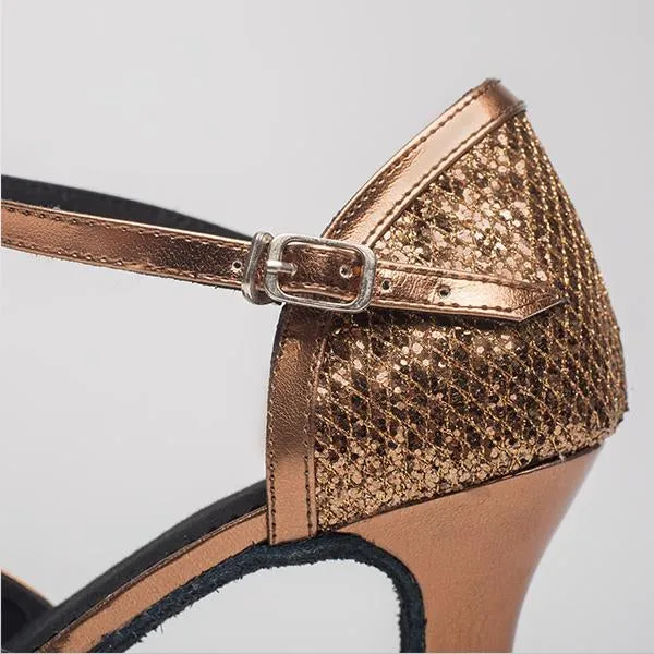 Women's Elegant Laser Sequin Cha Cha Dance Shoes 42230810S