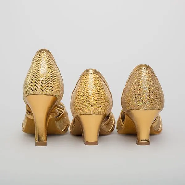 Women's Elegant Laser Sequin Cha Cha Dance Shoes 42230810S
