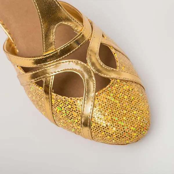 Women's Elegant Laser Sequin Cha Cha Dance Shoes 42230810S