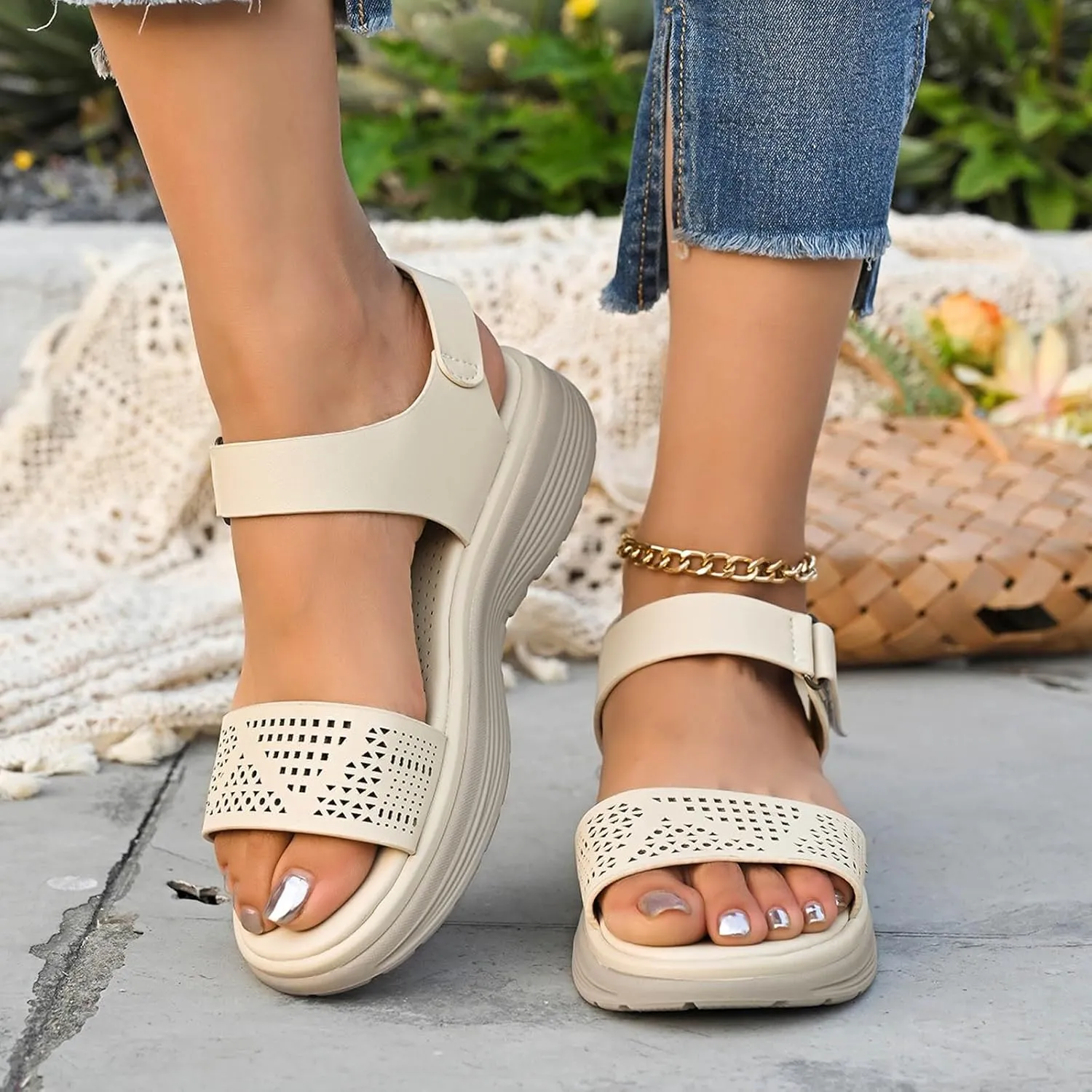 Women's Stylish Casual Sandals Breathable Platform Flip Flops for Summer Adventures and Everyday Comfort